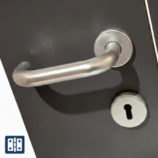 Alu-Drückergarnitur inkl. Rosetten für Zylinderschlösser