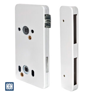 Aufschraubschloß für WC, pulverbeschichtet, li/re, mit/ohne Gegenkasten